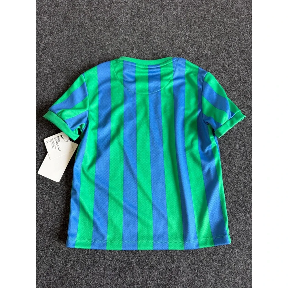 Nike Total 90 T90 Kids Soccer Jersey and Shorts 2-Piece Set Blue Green Black 4T